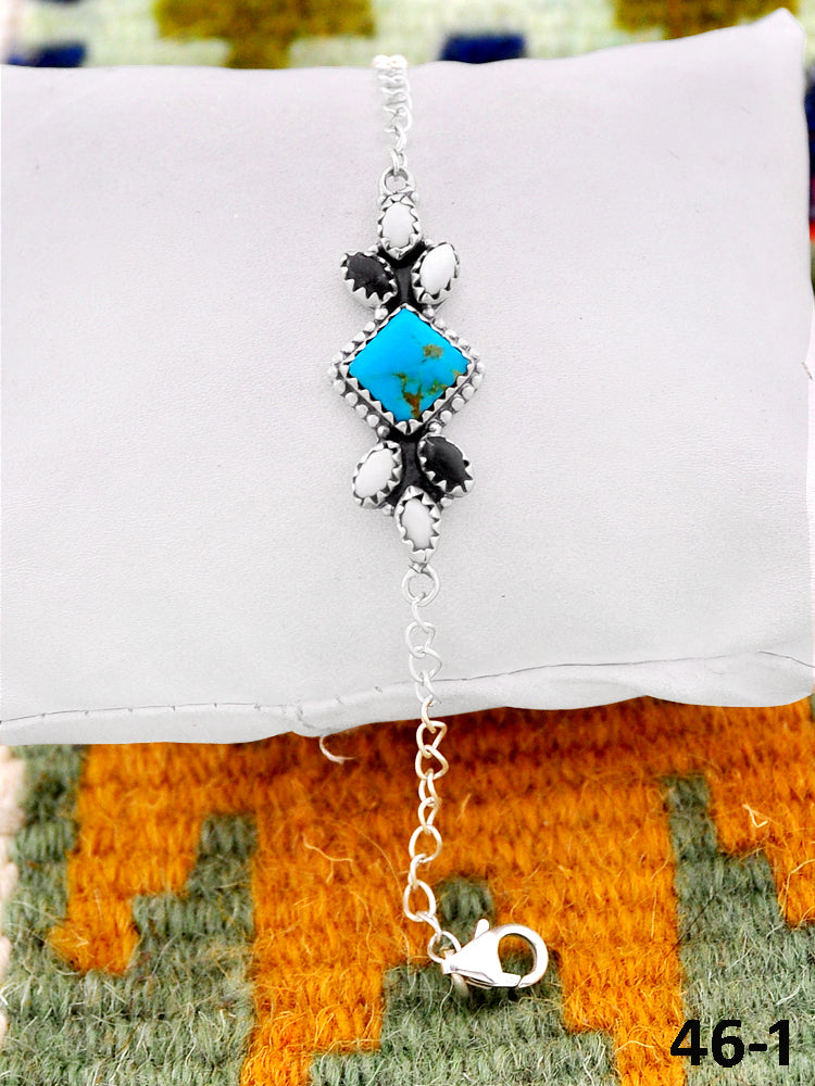 Southwest Handmade Santa Maria with White Buffalo & Sterling Silver Bracelet