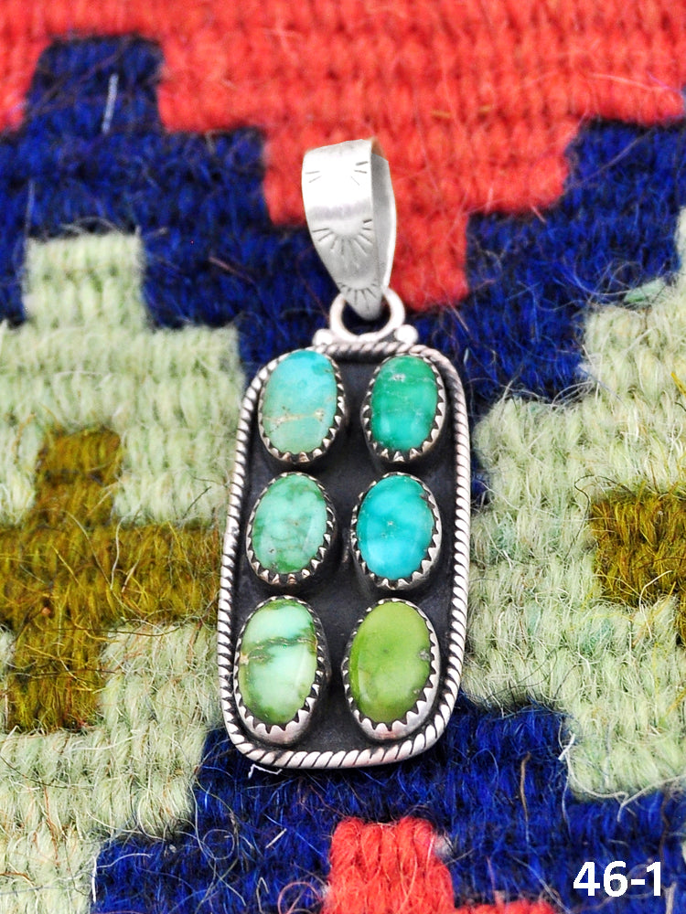Southwest Made Emerald Valley Turquoise & Sterling Silver Pendant