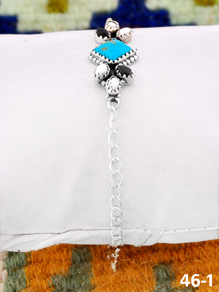 Southwest Handmade Santa Maria with White Buffalo & Sterling Silver Bracelet