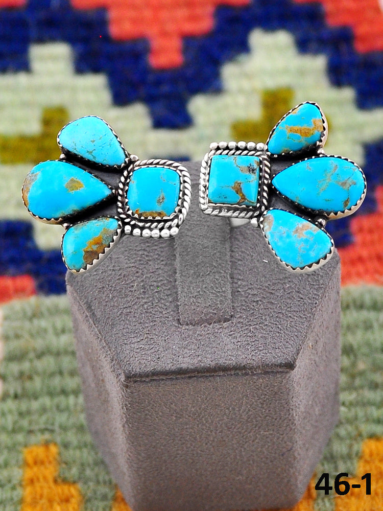 Southwest Handmade Santa Maria Turquoise & Sterling Silver Adjustable Ring
