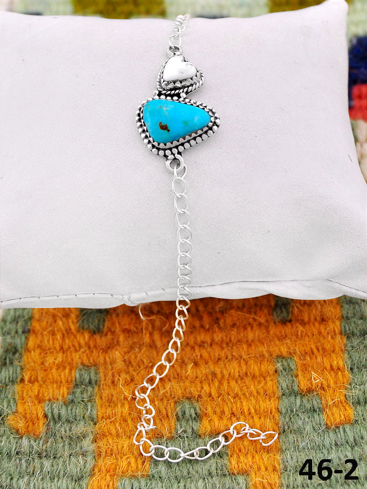 Southwest Handmade Santa Maria with White Buffalo & Sterling Silver Bracelet