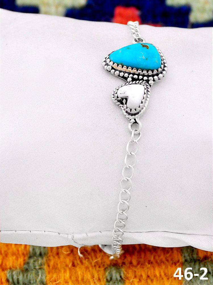 Southwest Handmade Santa Maria with White Buffalo & Sterling Silver Bracelet