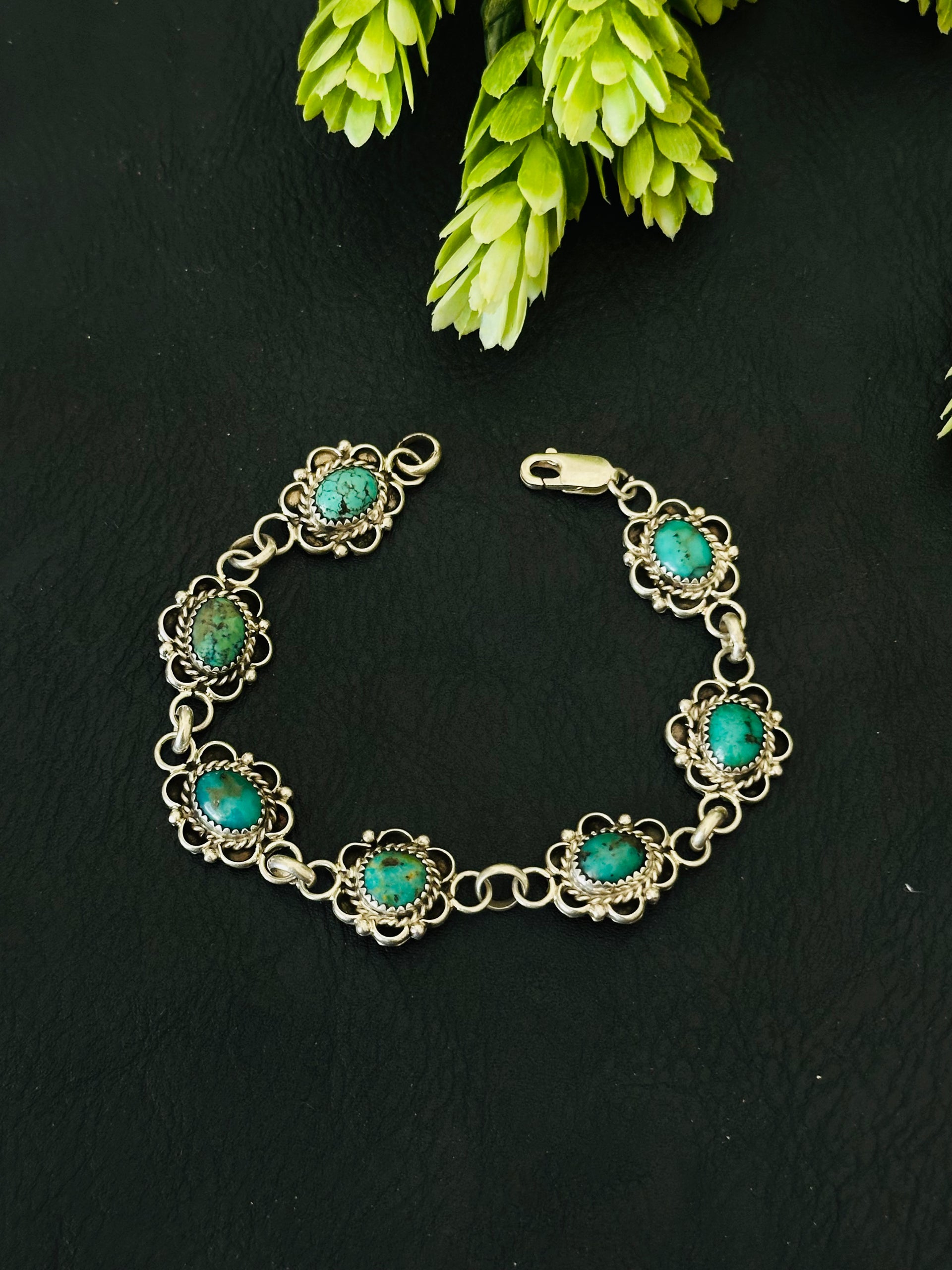 Navajo Made Kingman Turquoise & Sterling Silver Bracelet