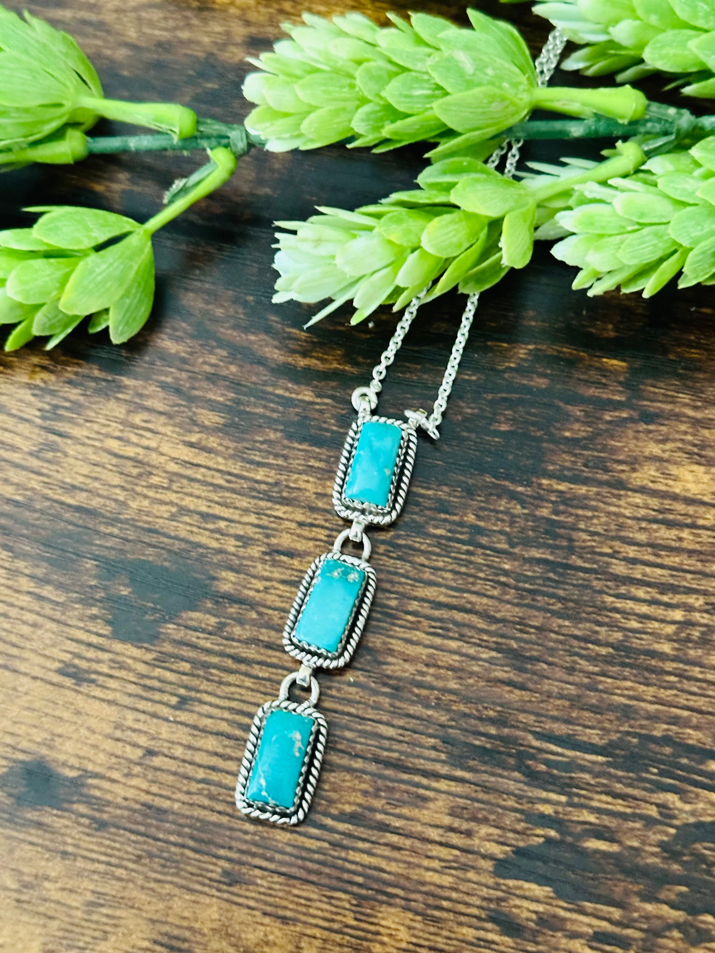 Southwest Handmade Kingman Turquoise & Sterling Silver Necklace