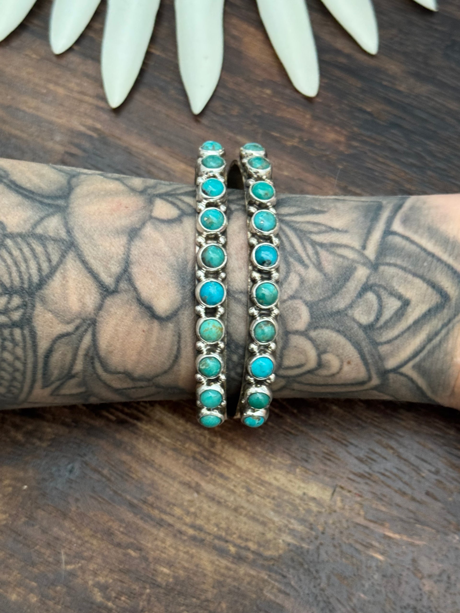 Navajo Handmade Kingman Turquoise & Sterling Silver Cuff Bracelet