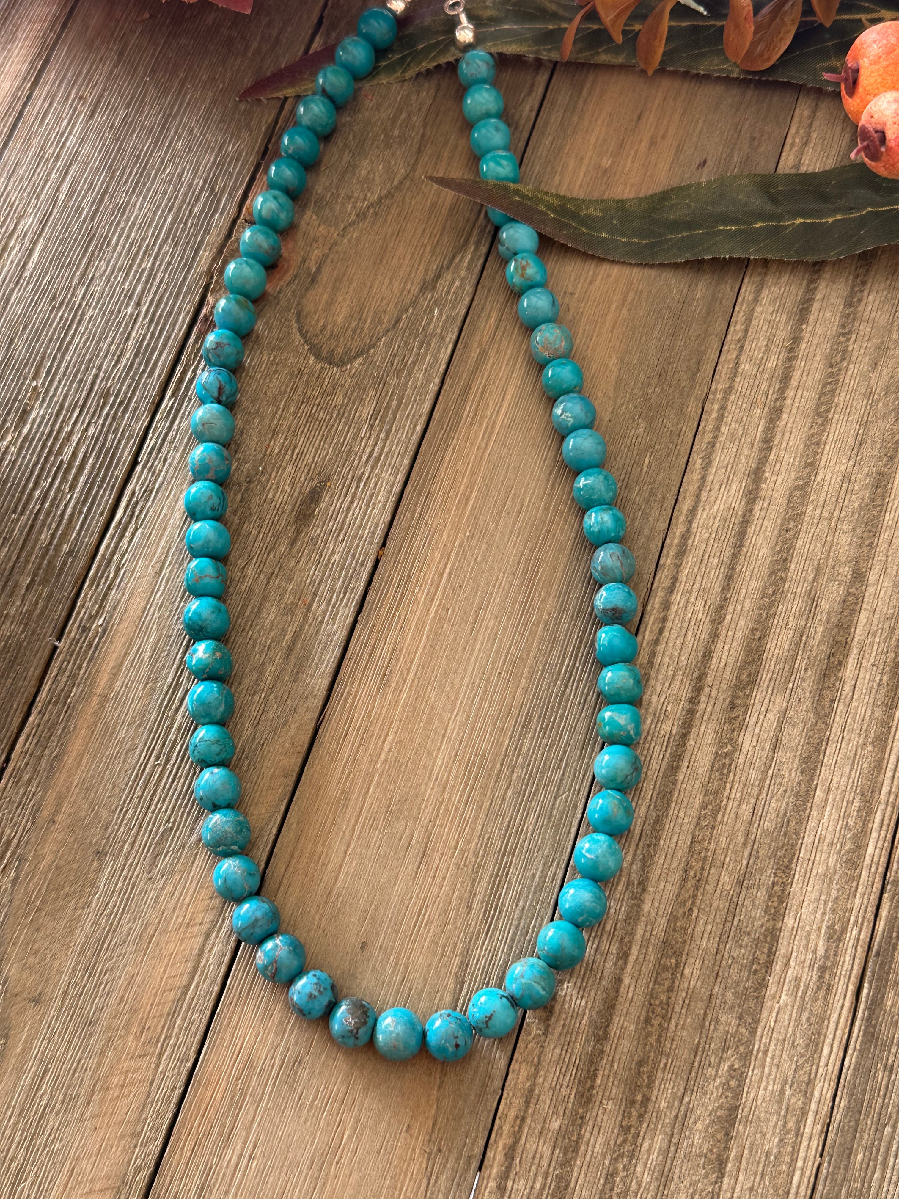 Navajo Strung Red Skin Turquoise & Sterling Silver Necklaces