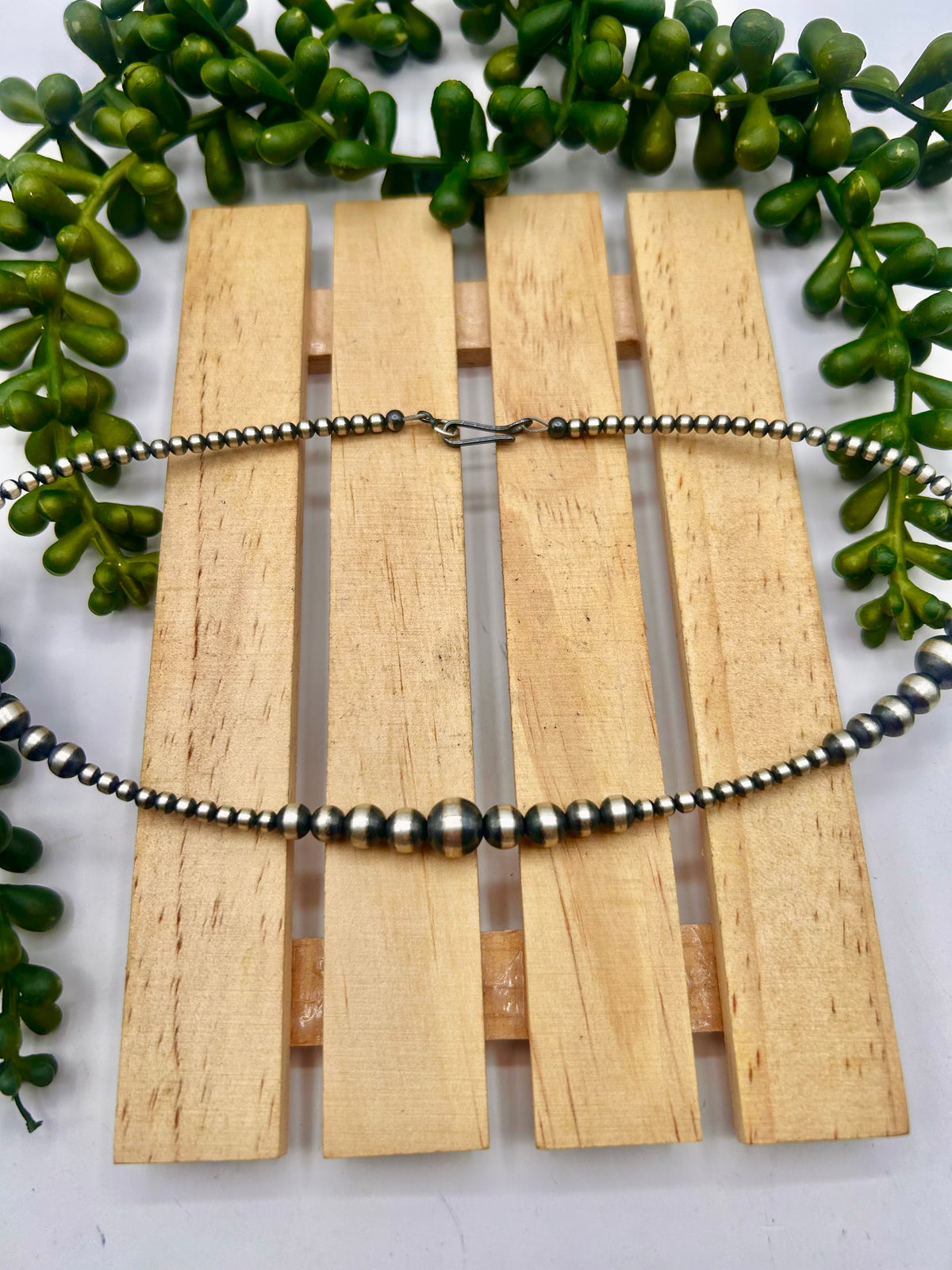 Navajo Made Strung Sterling Silver Necklace