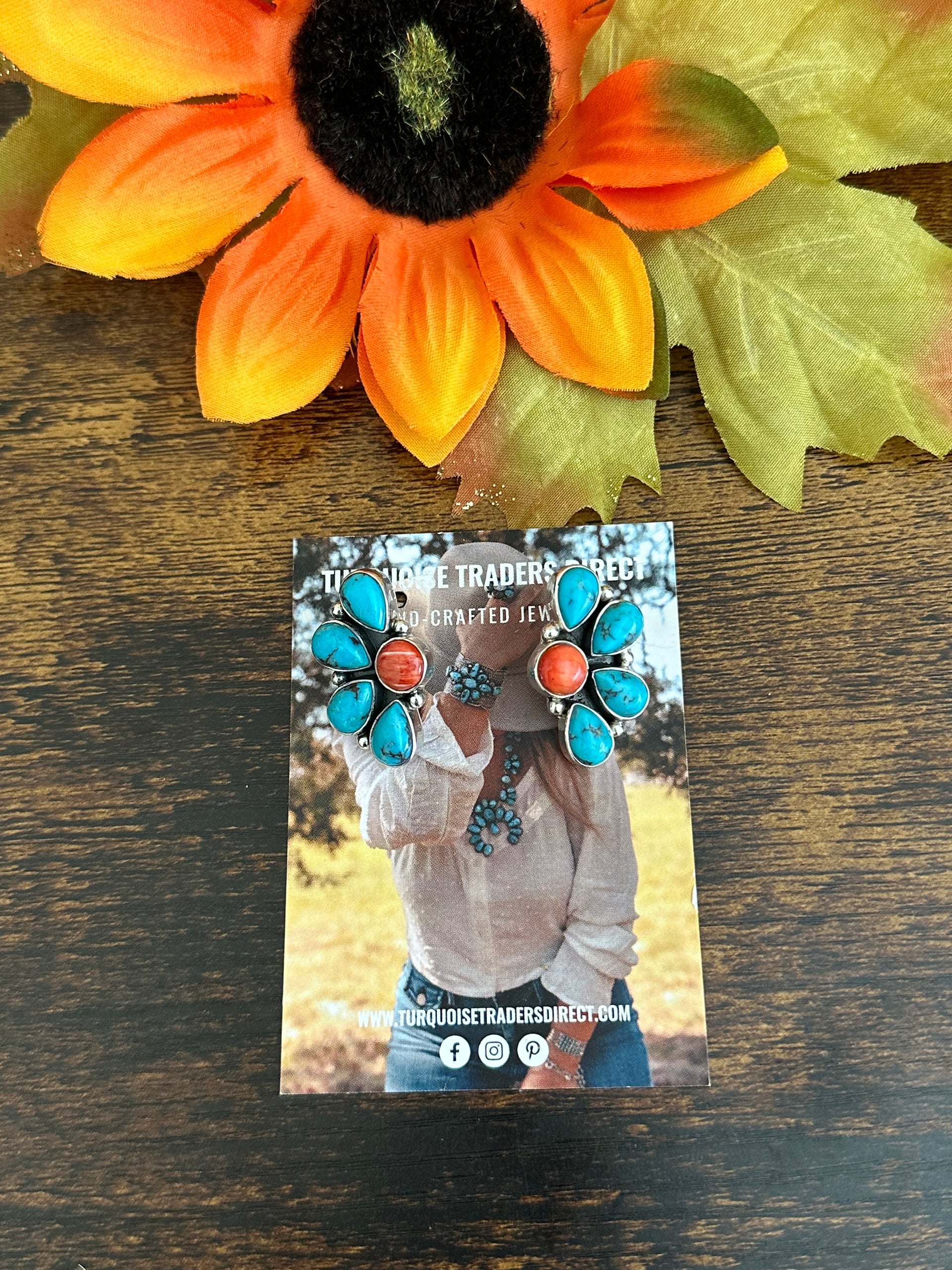 Navajo Made Multi Stone & Sterling Silver Post Dangle Earrings