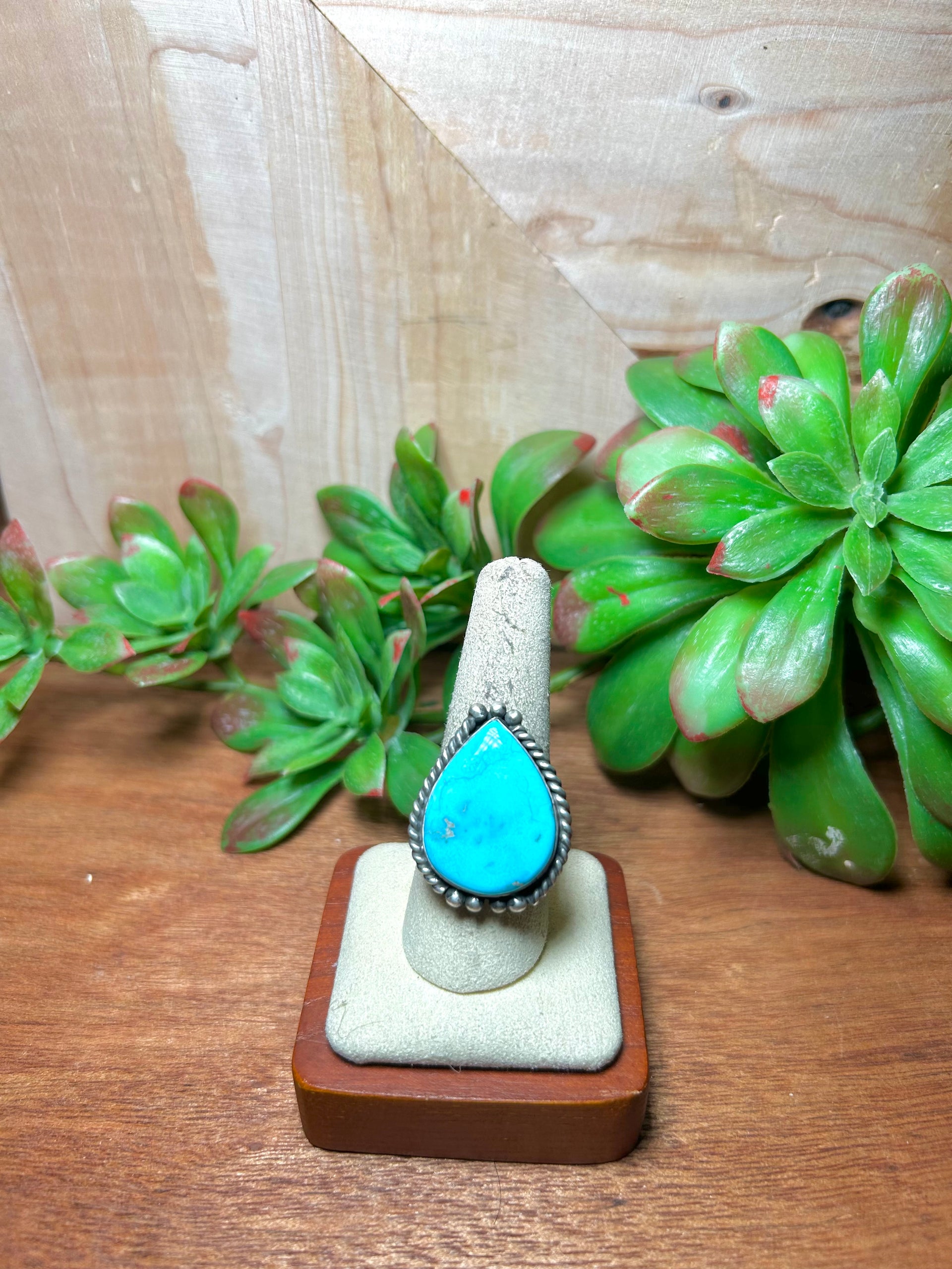 Zachariah David Blue Bird Turquoise & Sterling Silver Adjustable Ring