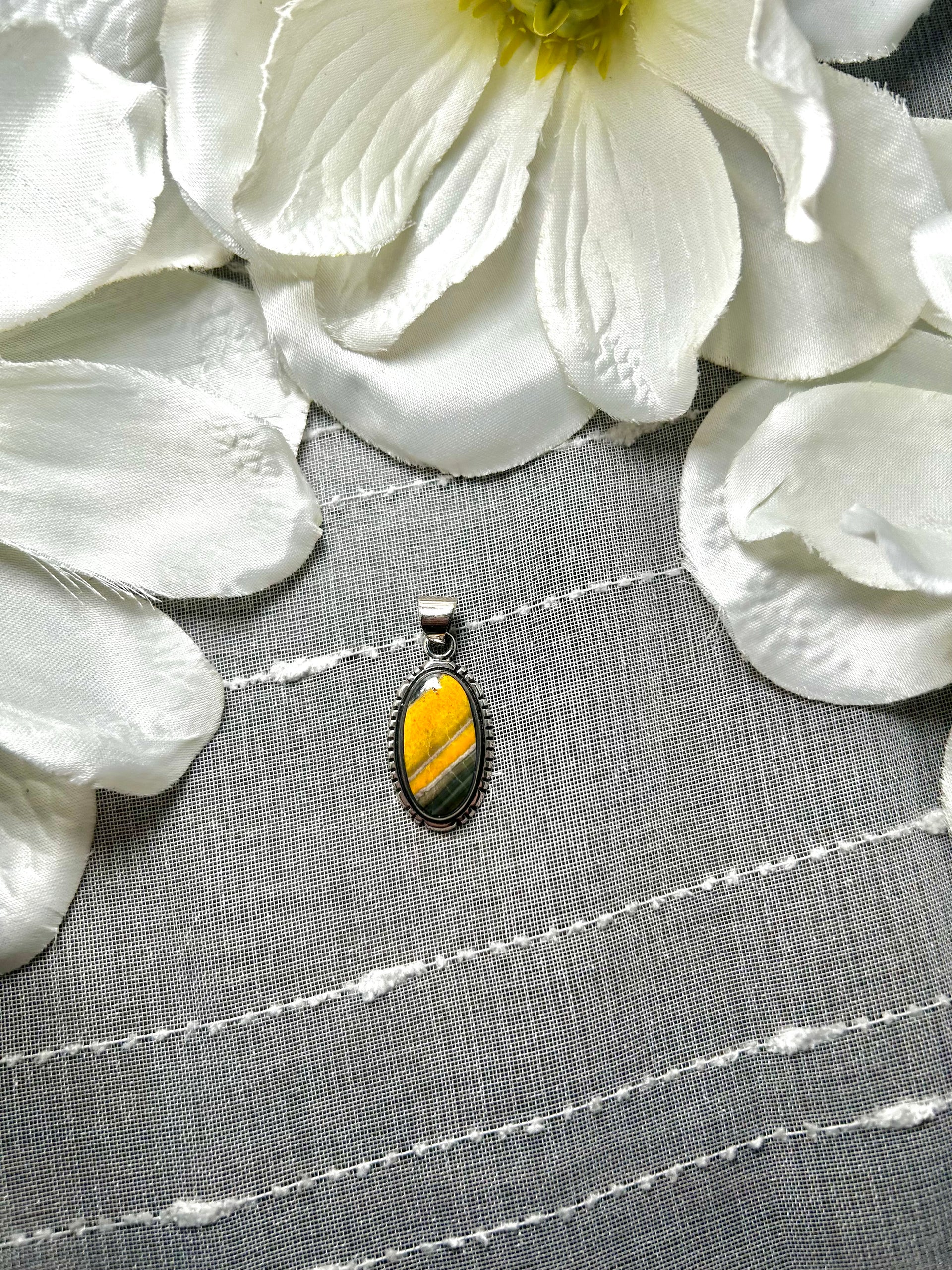 Navajo Made BB Agate & Sterling Silver Pendant