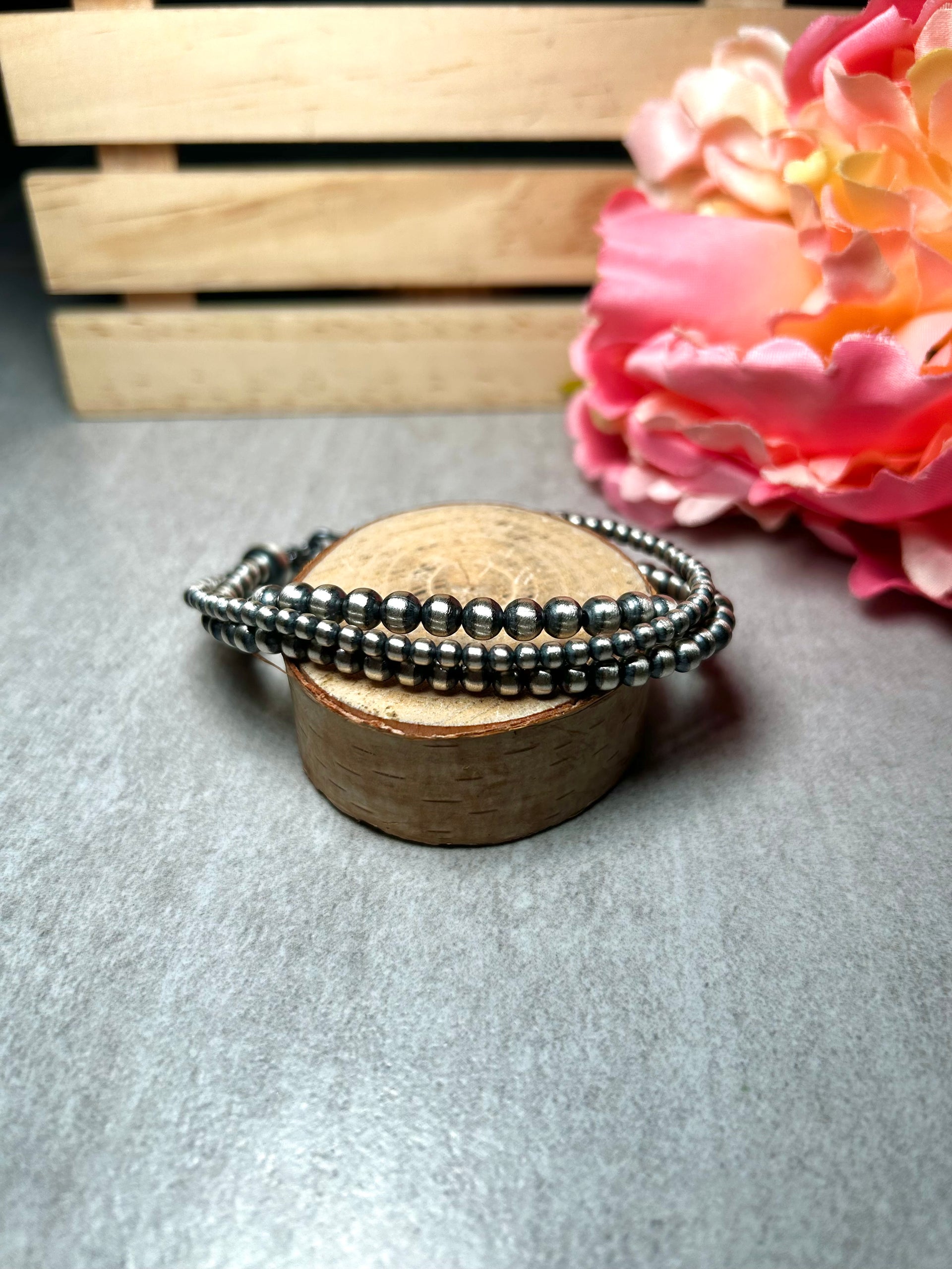 Navajo Strung Sterling Silver  Bracelet