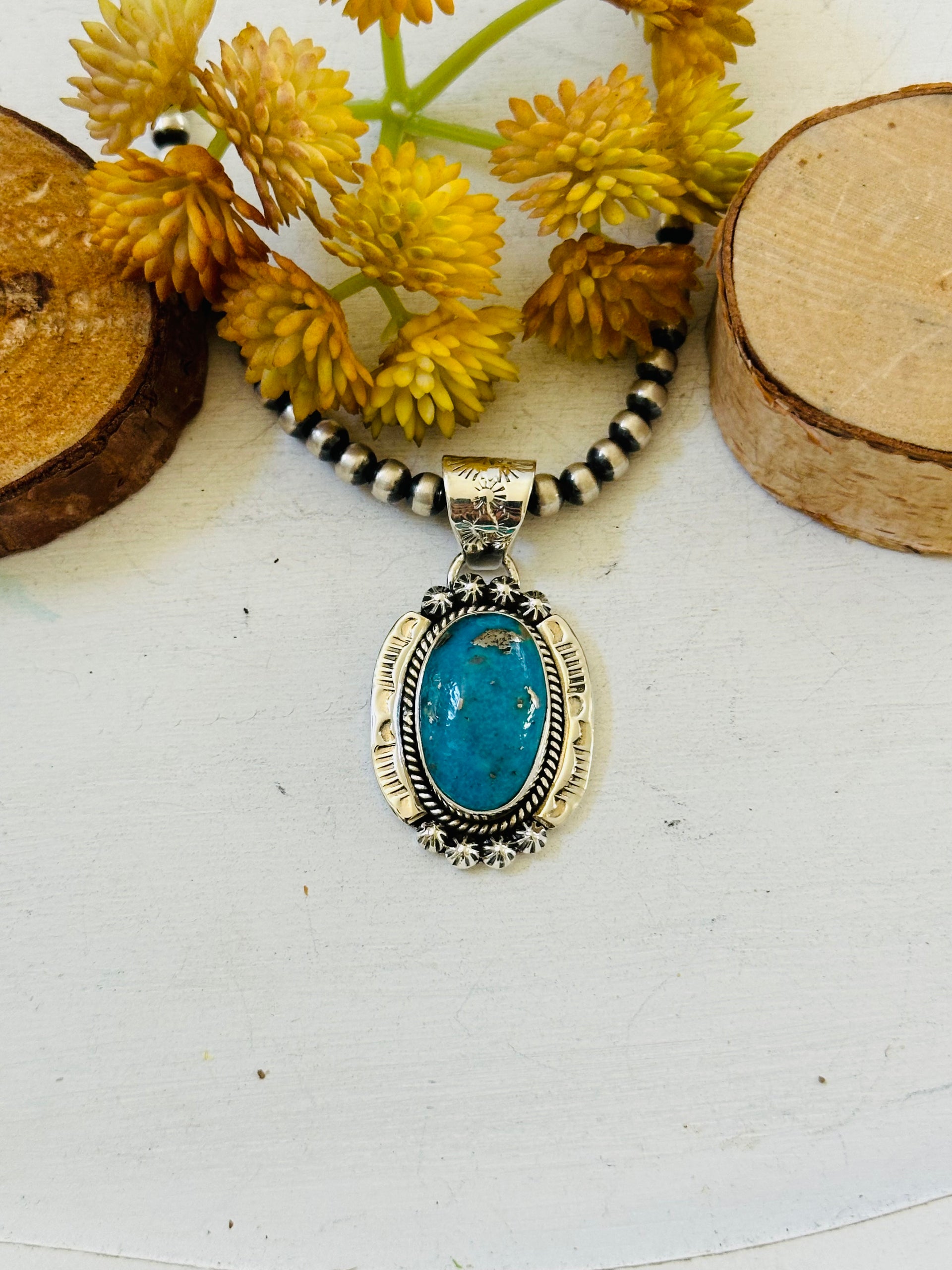 Southwest Handmade Blue Ridge Turquoise & Sterling Silver Pendant