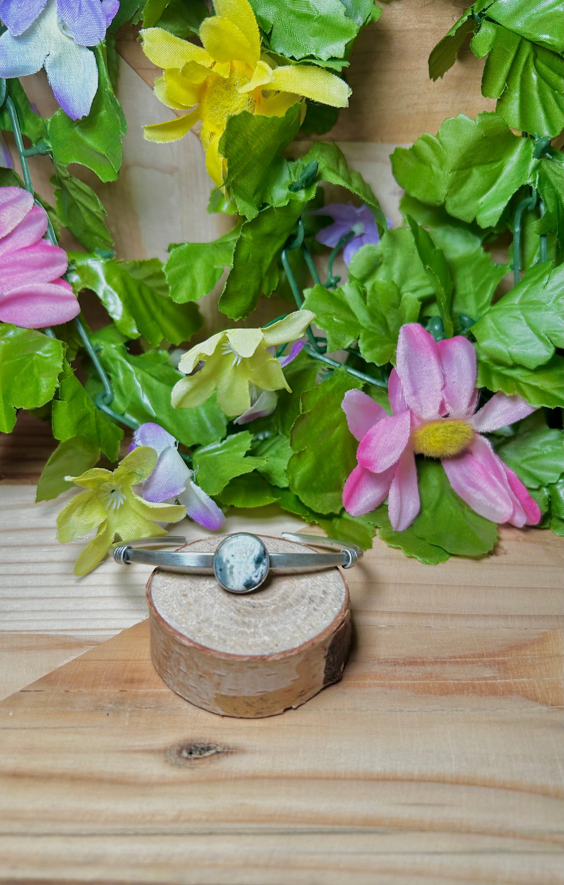 Navajo Made White Buffalo & Sterling Silver Cuff Bracelet