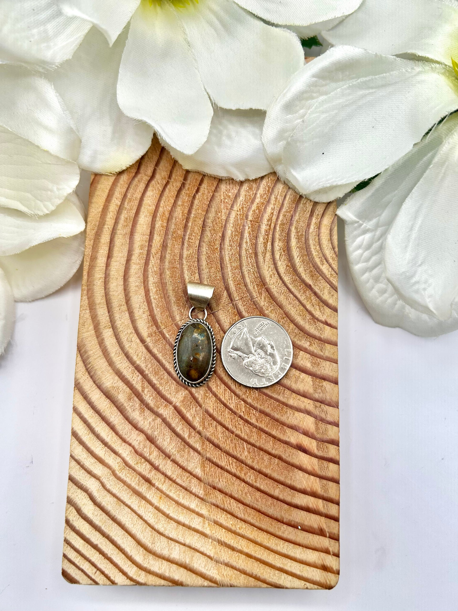 Navajo Made Hubei Turquoise & Sterling Silver Pendant