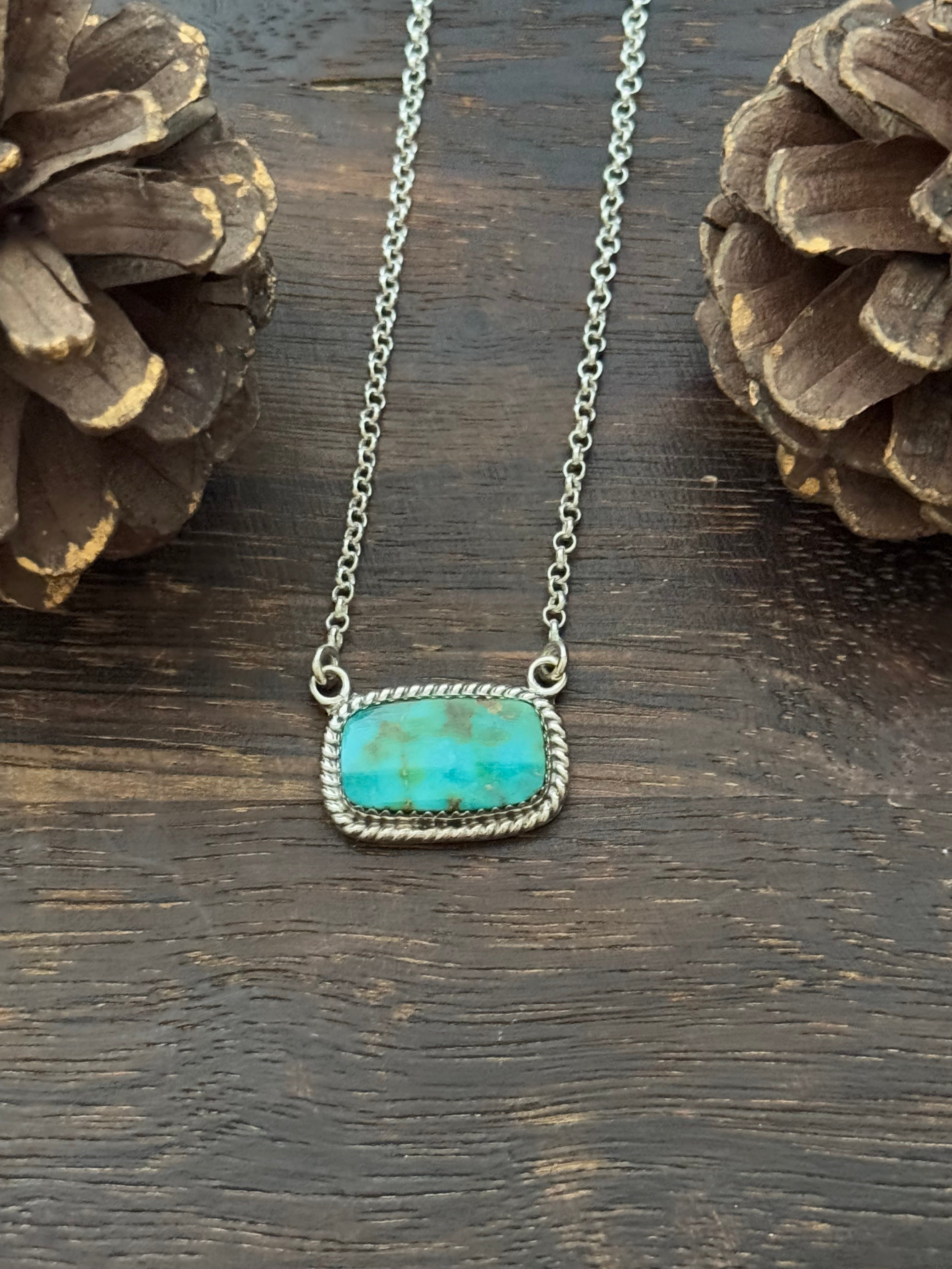 Southwest Sonoran Mountain Turquoise & Sterling Silver Bar Necklace