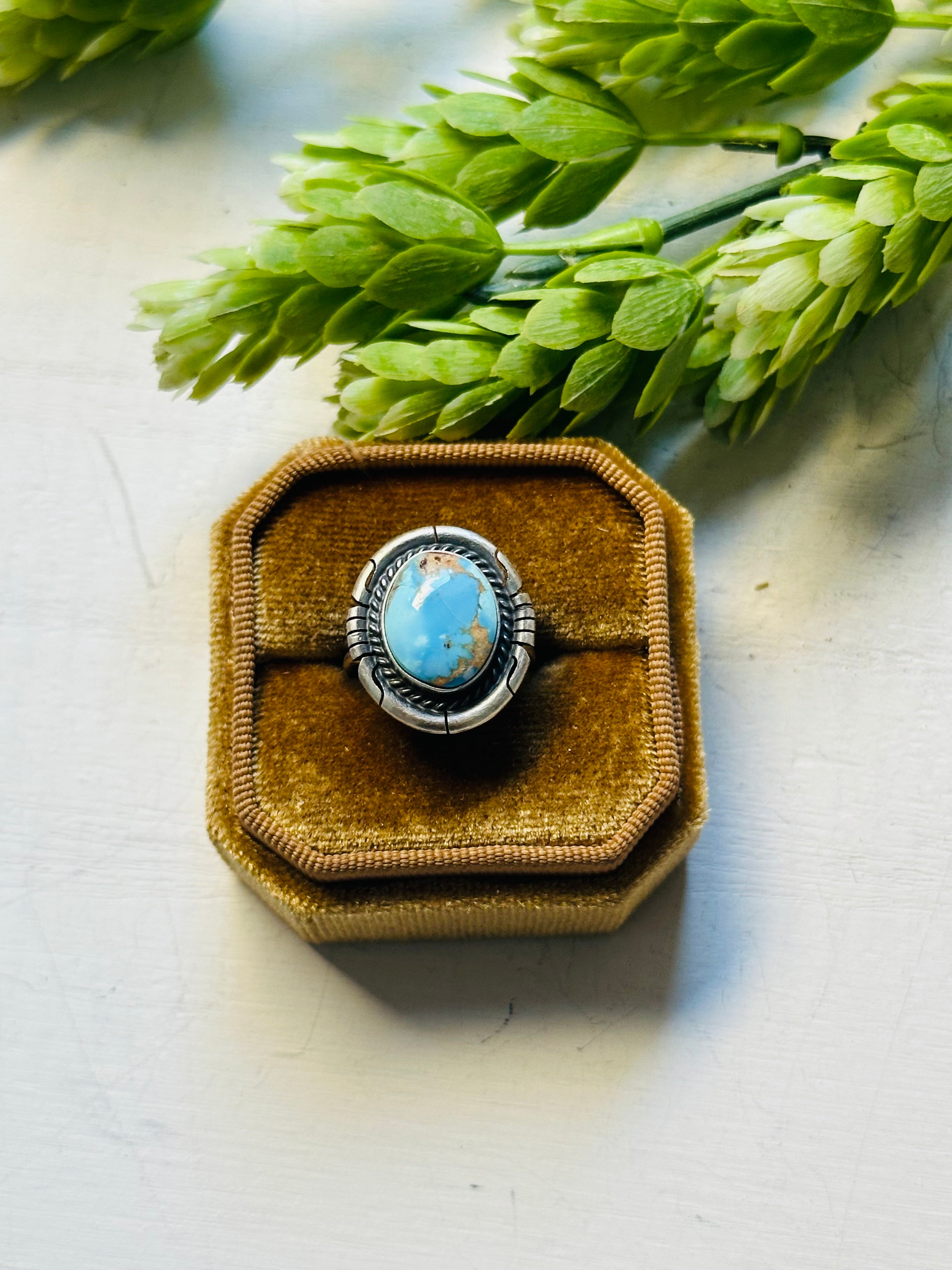 Navajo Made Golden Hills Turquoise & Sterling Silver Ring