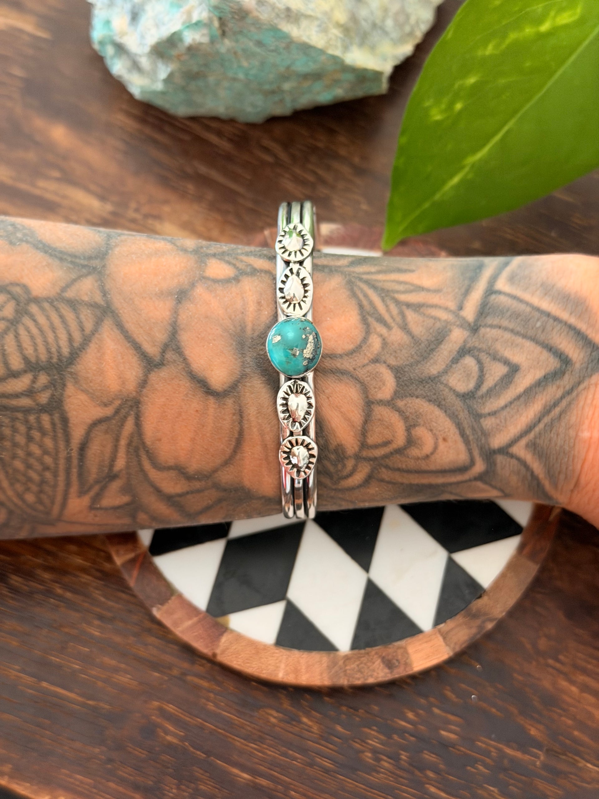 Navajo Made Kingman Turquoise & Sterling Silver Cuff Bracelet