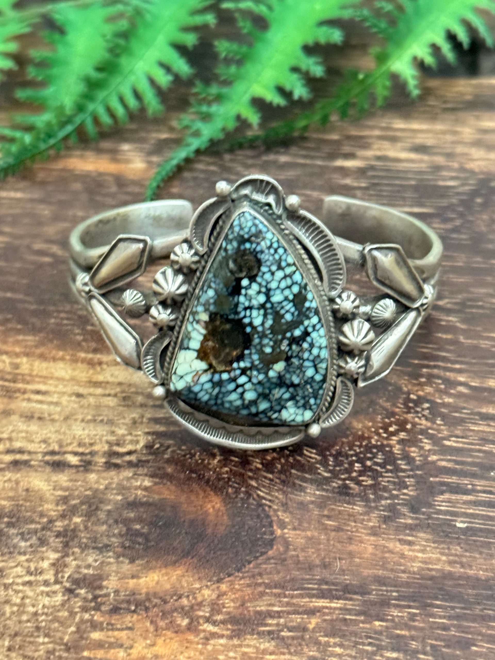 Roland Tom New Lander Variscite & Sterling Silver Cuff Bracelet