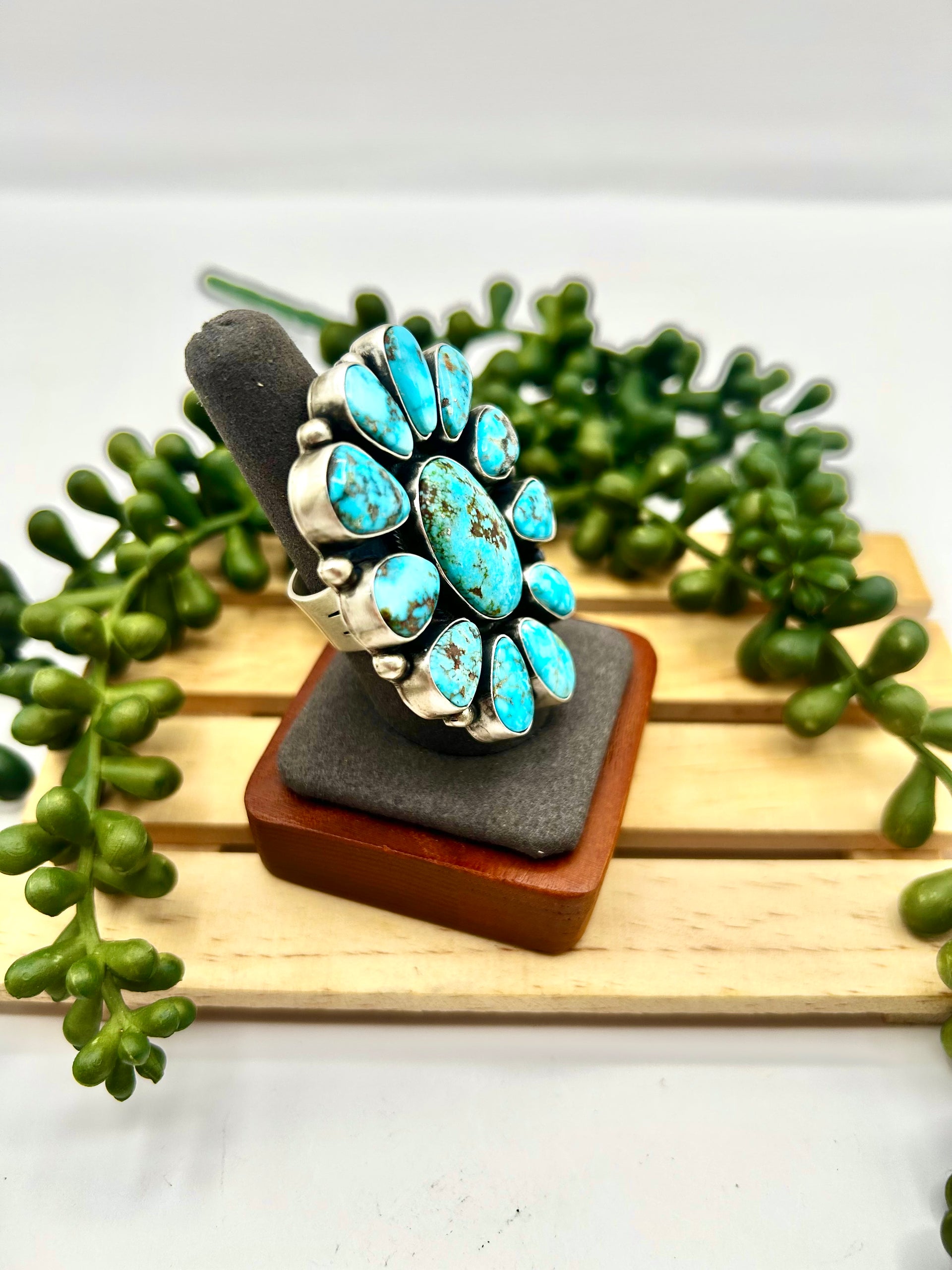 Kathleen Livingston Highgrade Kingman Turquoise & Sterling Silver Ring Size 8.5