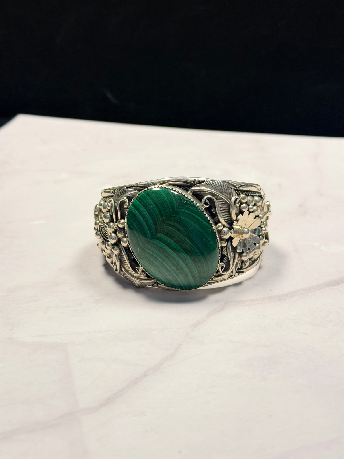 Gilbert Smith Malachite & Sterling Silver Cuff Bracelet