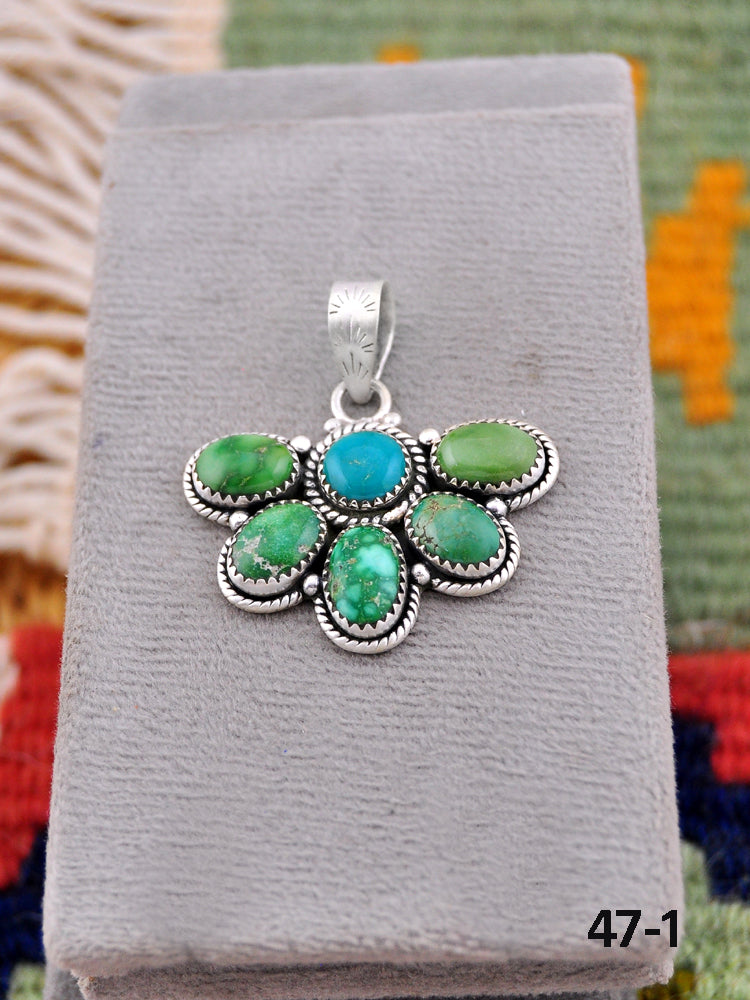 Southwest Made Emerald Valley Turquoise & Sterling Silver Pendant