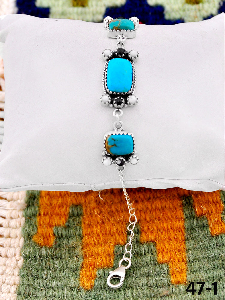 Southwest Handmade Santa Maria with White Buffalo & Sterling Silver Bracelet