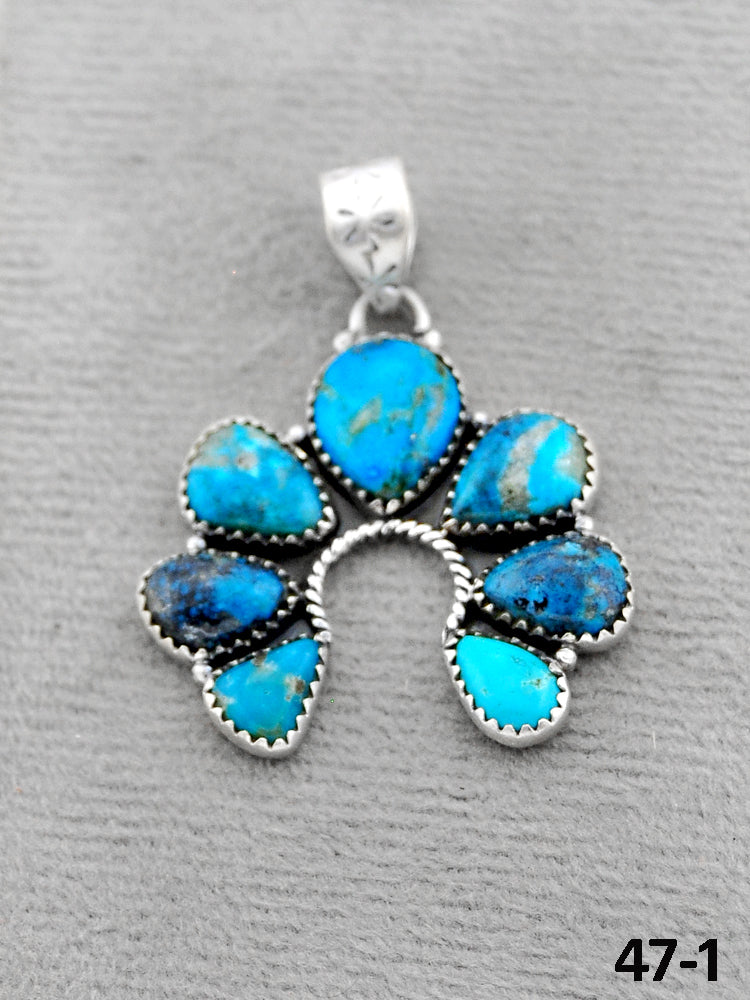Southwest Handmade Ithaca Peak Turquoise & Sterling Silver Pendants