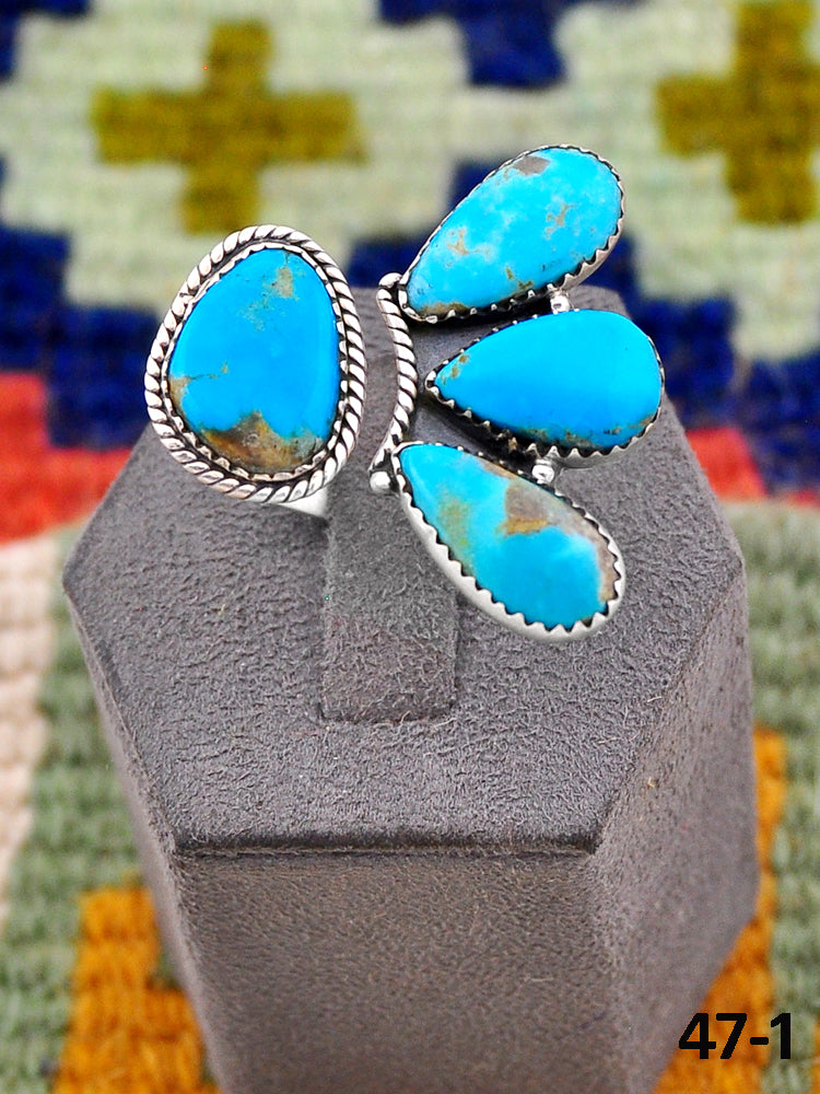 Southwest Handmade Santa Maria Turquoise & Sterling Silver Adjustable Ring