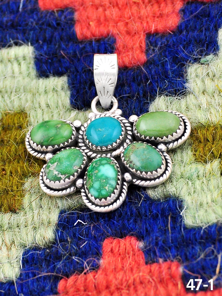 Southwest Made Emerald Valley Turquoise & Sterling Silver Pendant