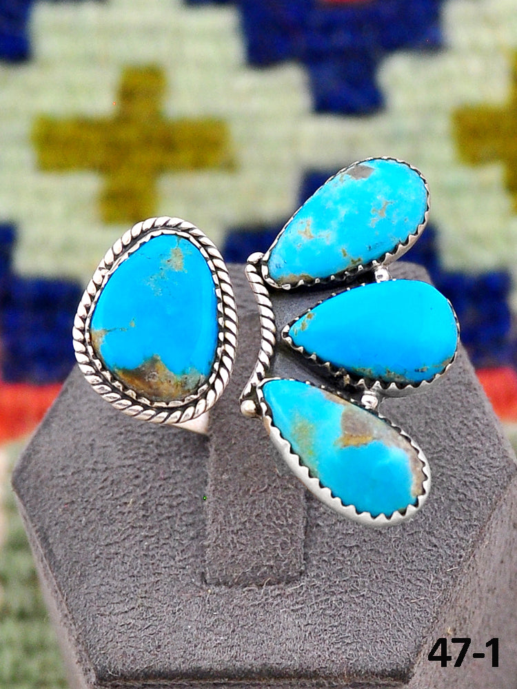 Southwest Handmade Santa Maria Turquoise & Sterling Silver Adjustable Ring