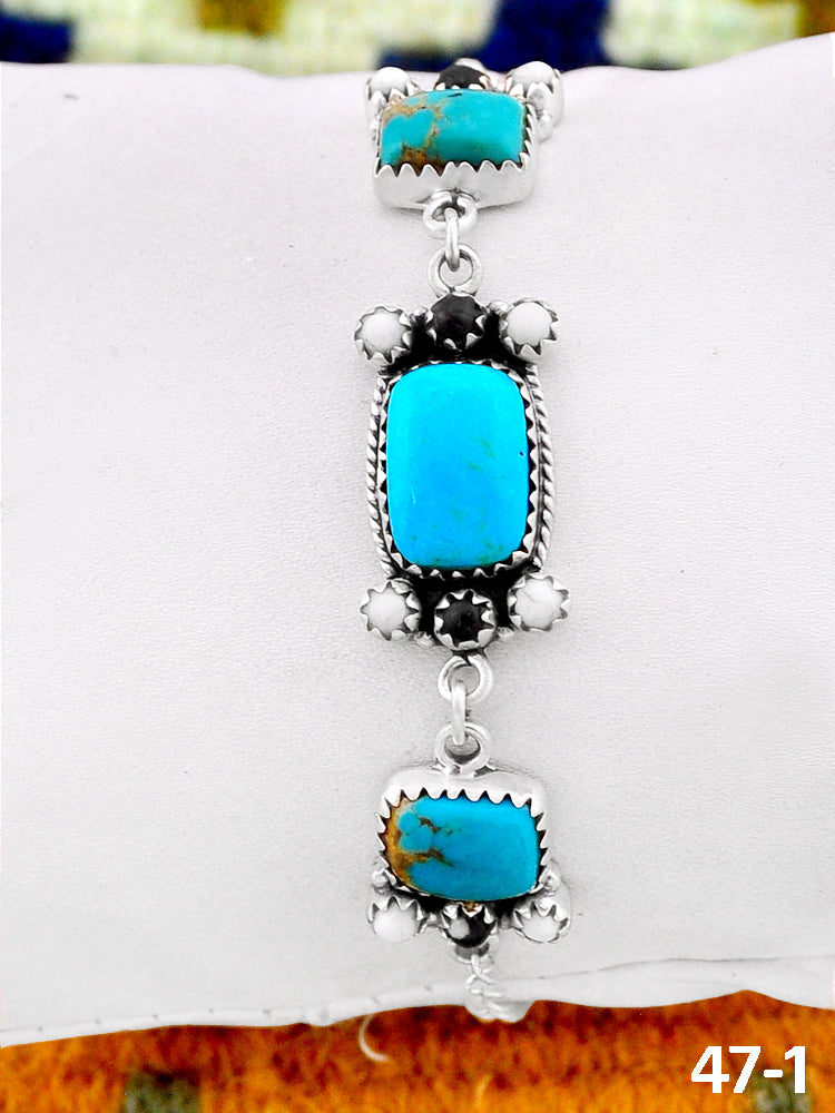 Southwest Handmade Santa Maria with White Buffalo & Sterling Silver Bracelet