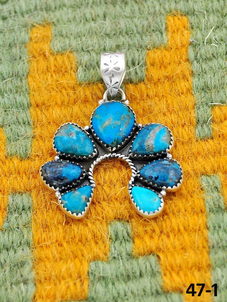 Southwest Handmade Ithaca Peak Turquoise & Sterling Silver Pendants