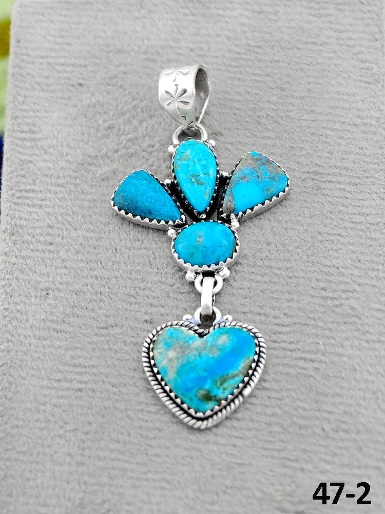Southwest Handmade Ithaca Peak Turquoise & Sterling Silver Pendants