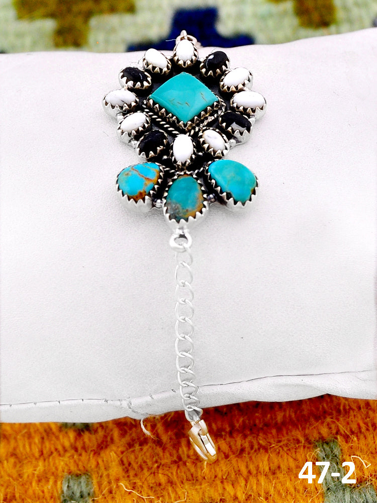 Southwest Handmade Santa Maria with White Buffalo & Sterling Silver Bracelet