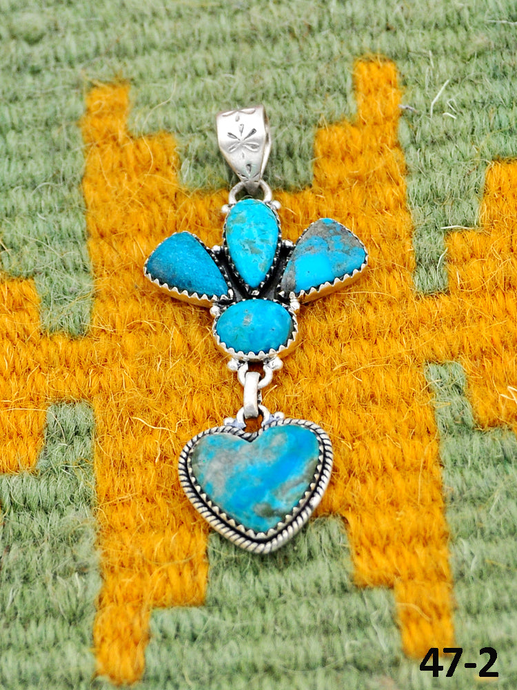 Southwest Handmade Ithaca Peak Turquoise & Sterling Silver Pendants