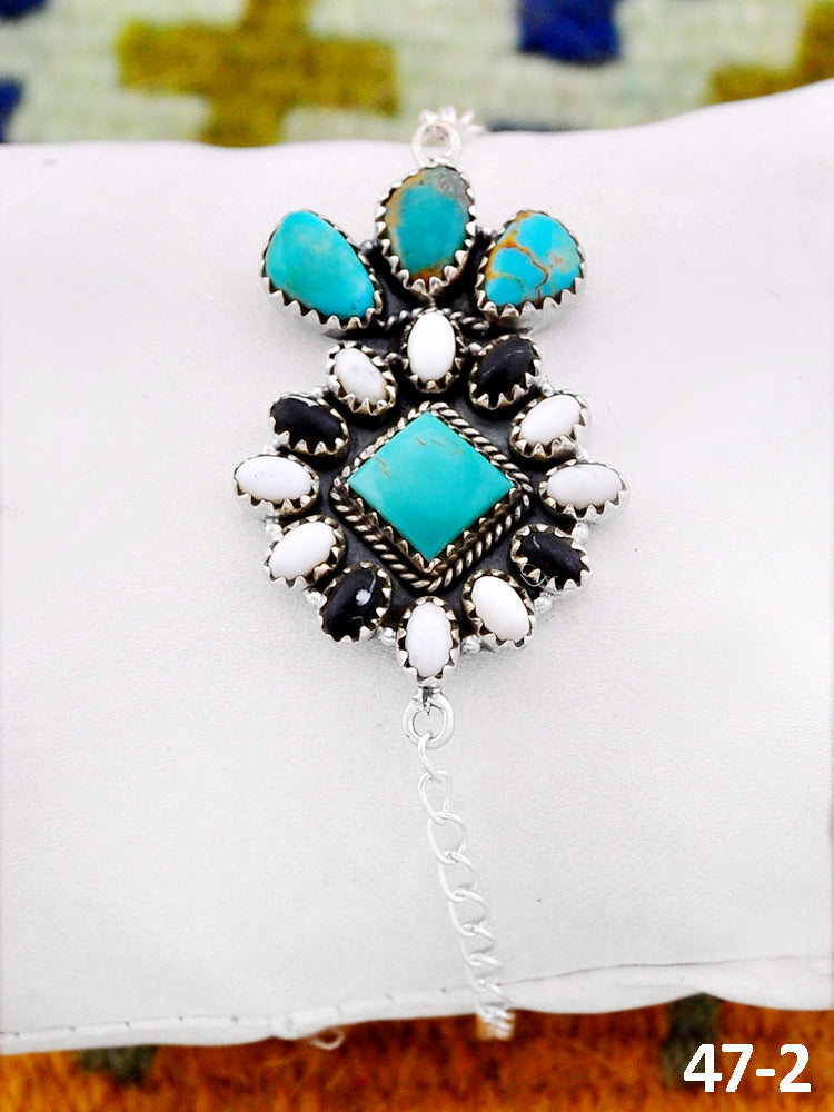 Southwest Handmade Santa Maria with White Buffalo & Sterling Silver Bracelet