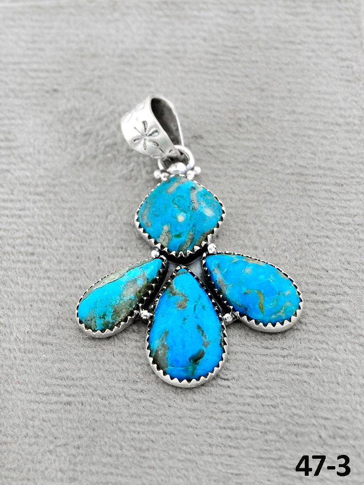 Southwest Handmade Ithaca Peak Turquoise & Sterling Silver Pendants