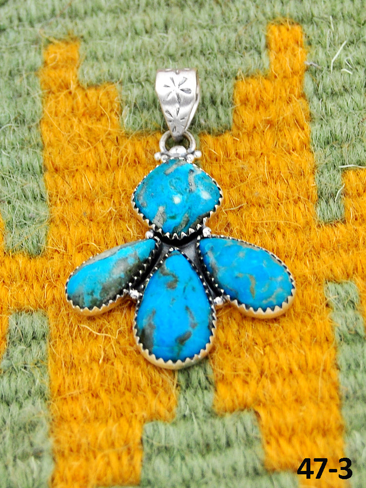 Southwest Handmade Ithaca Peak Turquoise & Sterling Silver Pendants