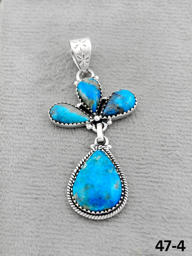 Southwest Handmade Ithaca Peak Turquoise & Sterling Silver Pendants