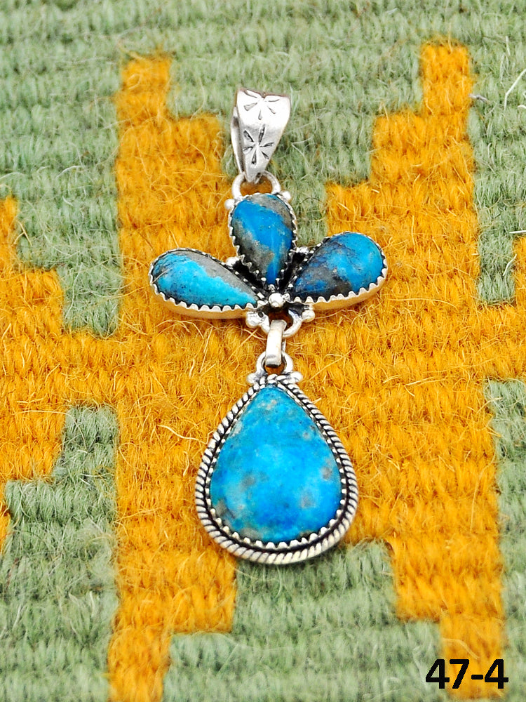 Southwest Handmade Ithaca Peak Turquoise & Sterling Silver Pendants