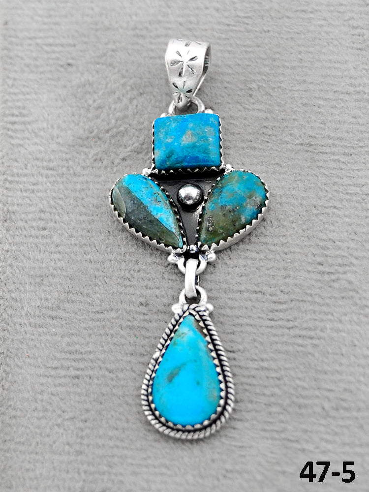 Southwest Handmade Ithaca Peak Turquoise & Sterling Silver Pendants