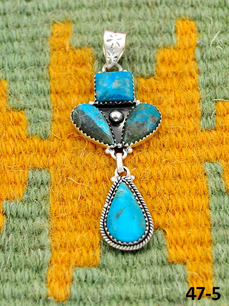 Southwest Handmade Ithaca Peak Turquoise & Sterling Silver Pendants