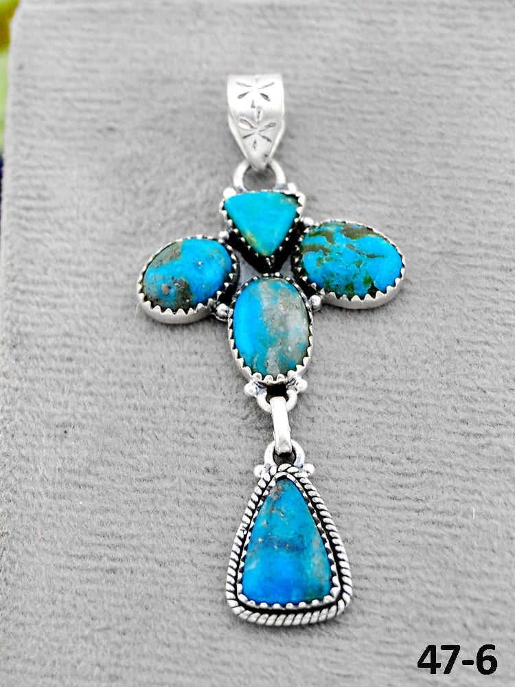 Southwest Handmade Ithaca Peak Turquoise & Sterling Silver Pendants