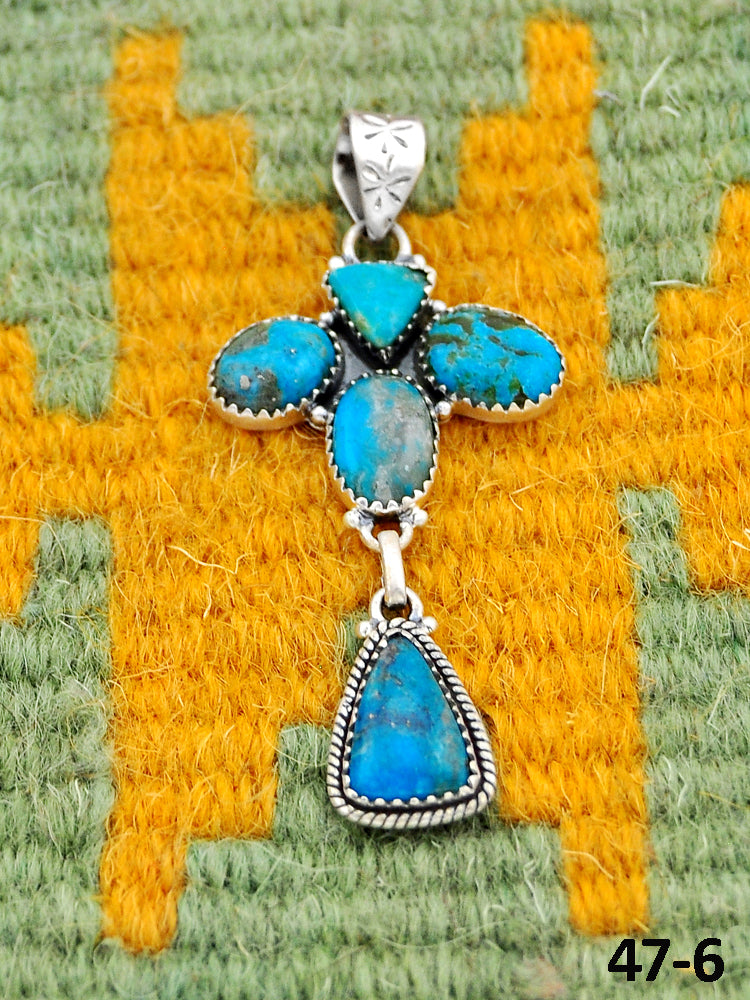 Southwest Handmade Ithaca Peak Turquoise & Sterling Silver Pendants
