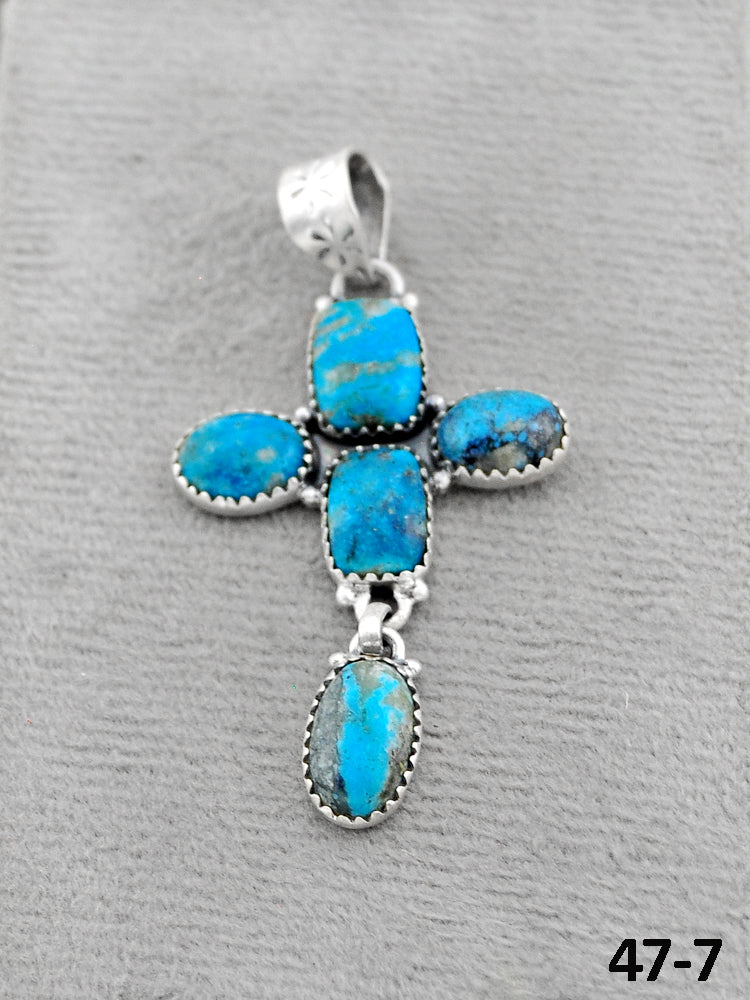 Southwest Handmade Ithaca Peak Turquoise & Sterling Silver Pendants