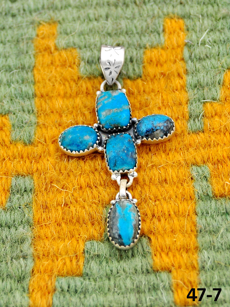 Southwest Handmade Ithaca Peak Turquoise & Sterling Silver Pendants
