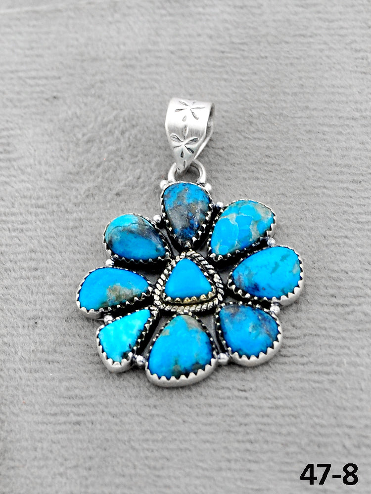 Southwest Handmade Ithaca Peak Turquoise & Sterling Silver Pendants