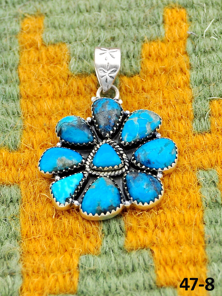 Southwest Handmade Ithaca Peak Turquoise & Sterling Silver Pendants