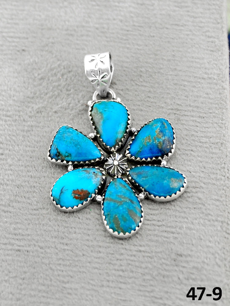 Southwest Handmade Ithaca Peak Turquoise & Sterling Silver Pendants