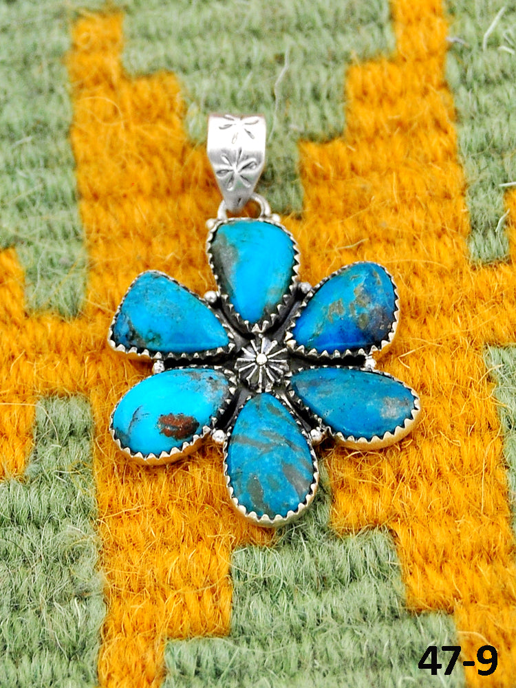 Southwest Handmade Ithaca Peak Turquoise & Sterling Silver Pendants